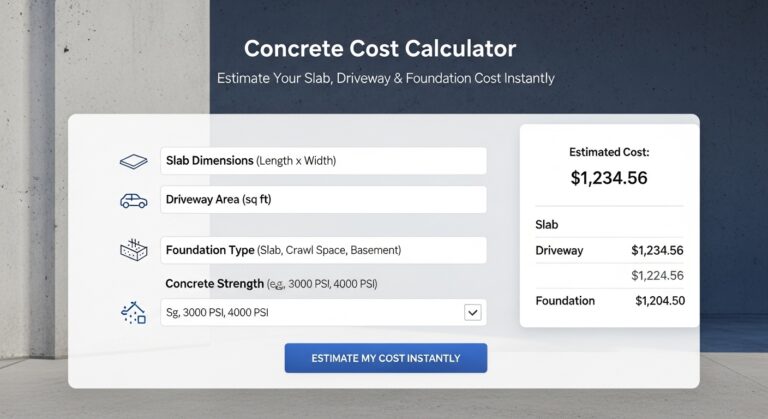 Concrete Cost Calculator: Estimate Your Slab, Driveway & Foundation Cost Instantly